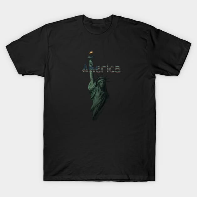 Patriotic, Statue of Liberty, USA Flag T-Shirt by KZK101